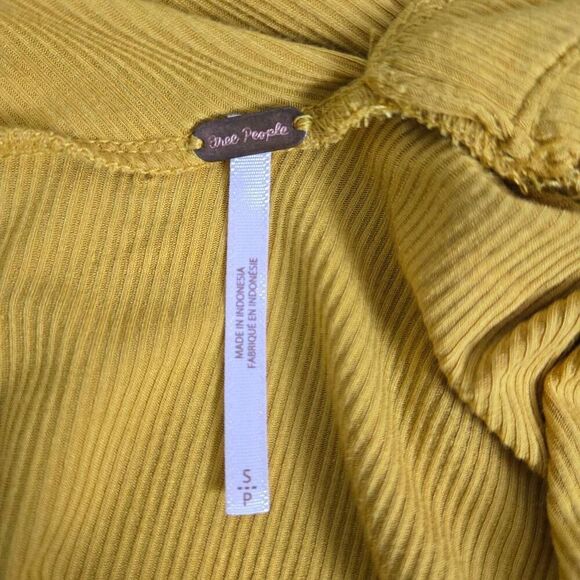 Free People Womens Shimmy Shake Tunic Top Size Small Yellow Ribbed Slouchy Boho - Picture 4 of 9